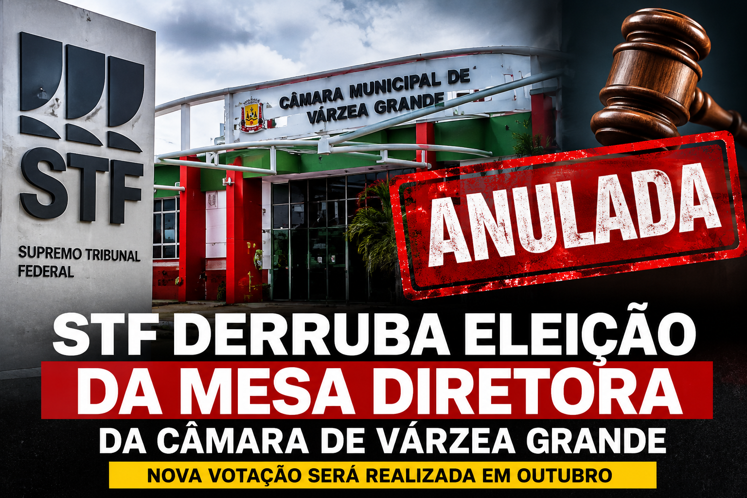 Decisão do ministro Dias Toffoli anulou a eleição antecipada da Mesa Diretora da Câmara de Várzea Grande.